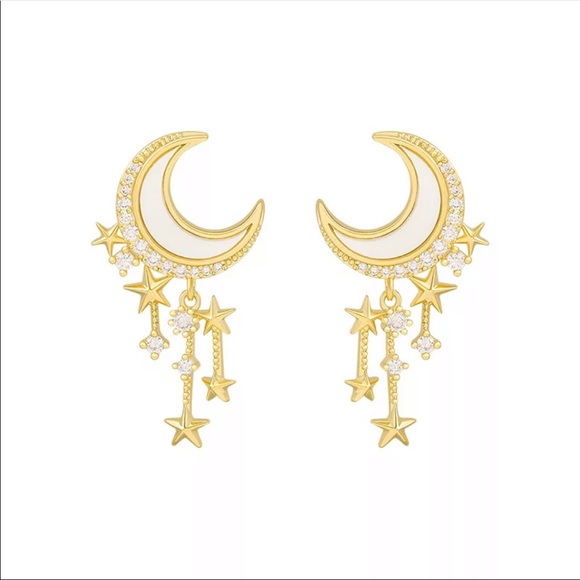 Kelly • Moon + Star Drop Earrings - Picture 2 of 3